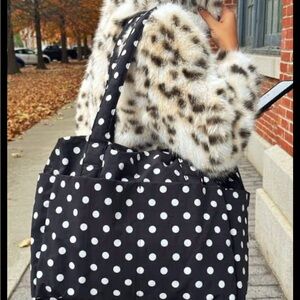 NWT UO BAGGU Polka Dot Tote Bag - Black and White